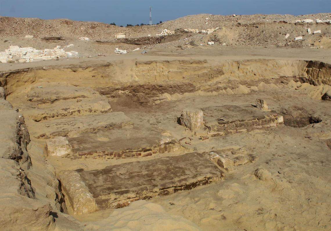 Shown are several of the tombs uncovered at an the Al-Bahnasa archaeological site in Egypt.