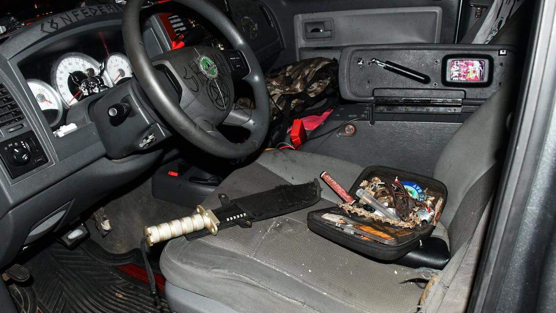California man was arrested after police found knives, a bayonet and machete in his car near the Democratic National Committee headquarters, police said.