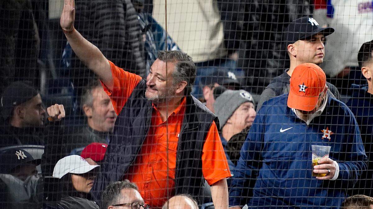 Ted Cruz, shown at a Houston Astros playoff game in 2022 in New York, understands that Americans can make their own decisions about drinking. (AP Photo/John Minchillo)