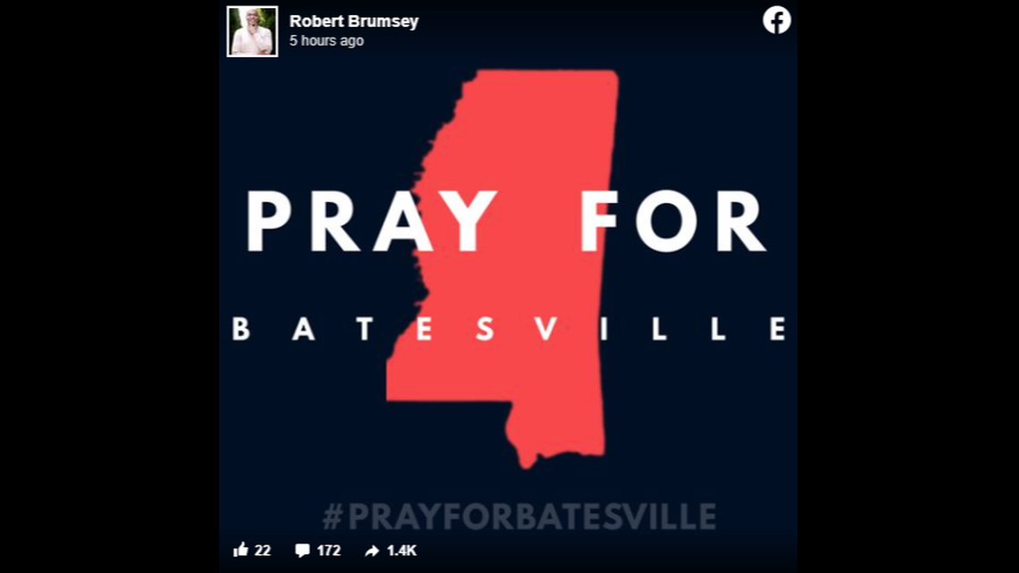A local preacher shared the hashtag “Pray for Batesville” after a car crash claimed the lives of five family members.