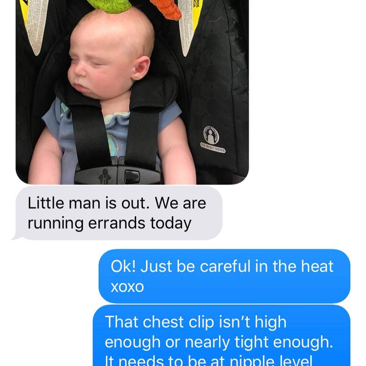 A screenshot of the text Rebecca Boyer sent her husband.