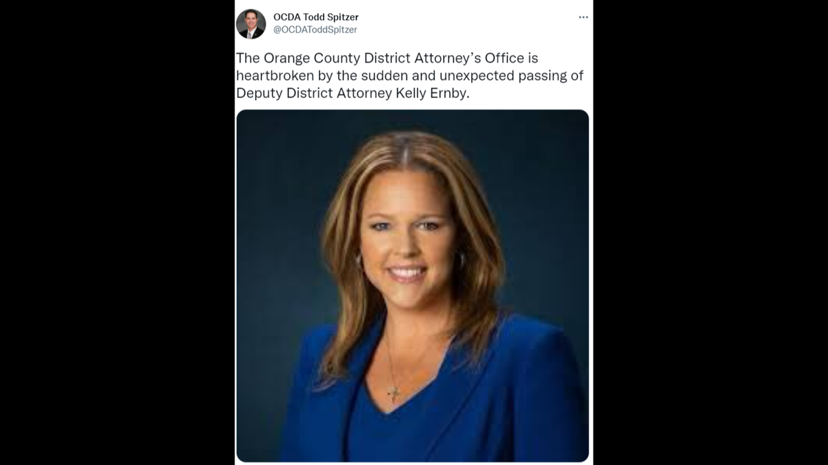 A conservative California prosecutor died in early January of COVID-19. Kelly Ernby, 46, had previously been a vocal critic of vaccine mandates.