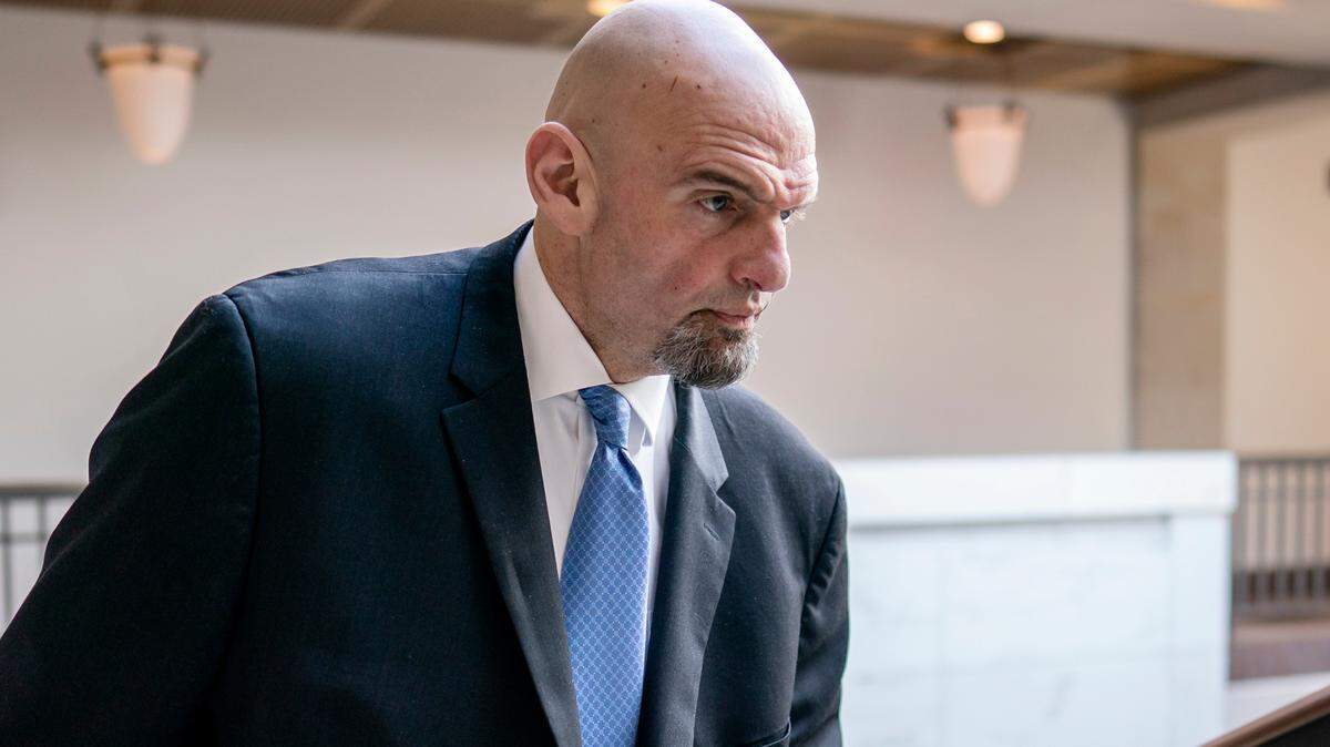 Sen. John Fetterman, D-Pa., leaves an intelligence briefing on the unknown aerial objects the U.S. military shot down this weekend at the Capitol in Washington, Feb. 14, 2023. Fetterman is in Walter Reed National Military Medical Center to seek treatment for clinical depression. His office said Thursday that Fetterman checked himself in Wednesday night. (AP Photo/J. Scott Applewhite, File)
