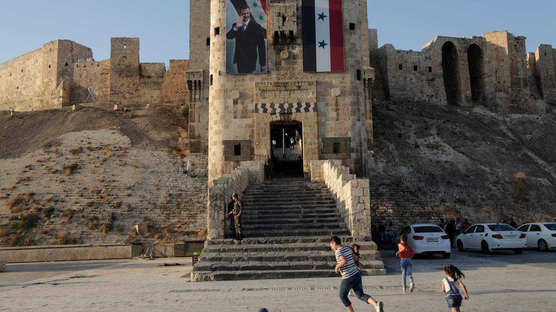 The Citadel of Aleppo, one of the oldest castles in the world, sustained damage as a result of the Feb. 6 earthquake in Syria. (AP Photo/Hassan Ammar)