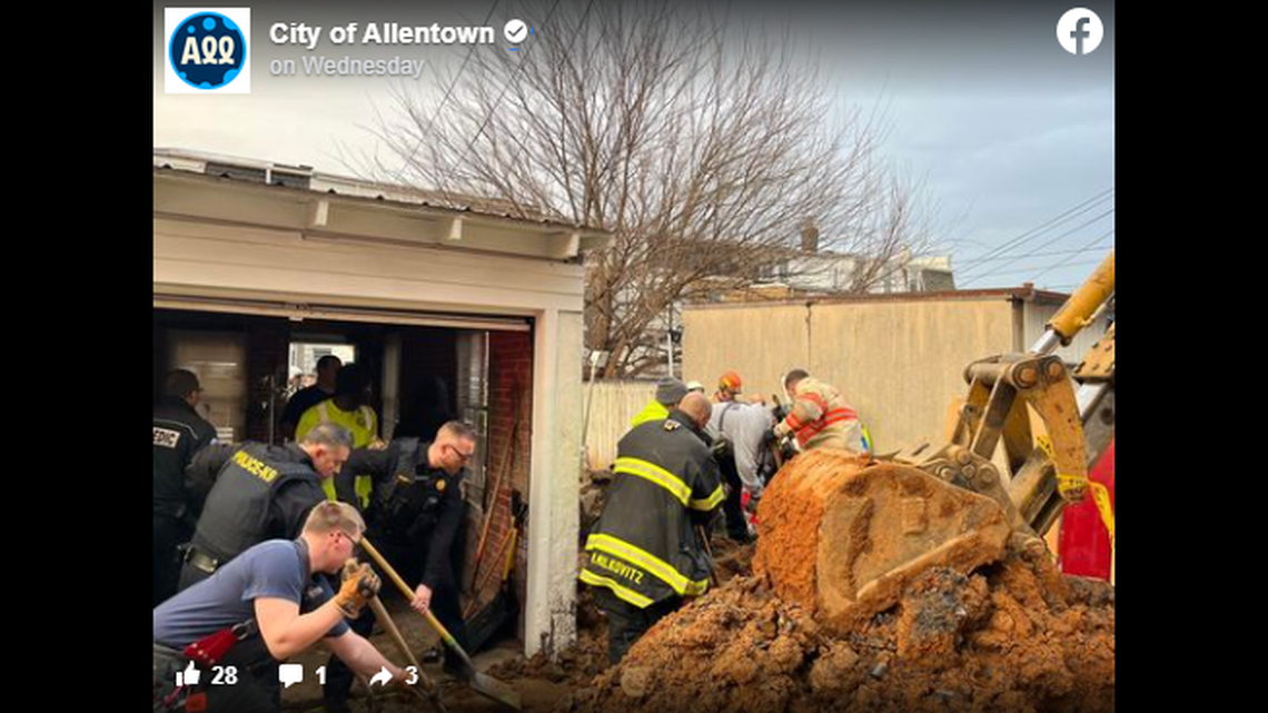 Emergency services spent over eight hours digging the man out.