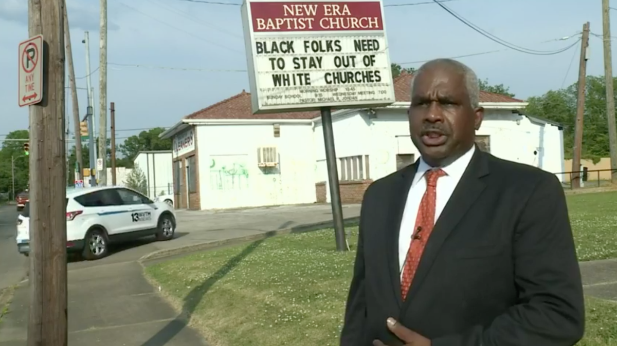 Rev. Michael R. Jordan, pastor of New Era Baptist Church in Birmingham, Alabama, sparked controversy when he put up a church sign that says "Black Folks Need to Stay Out of White Churches." Mayor Randall Woodfin condemned the sign, which Jordan said is in response to a new church opening up.