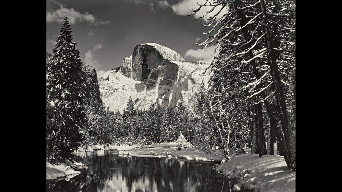 “Half Dome, Merced River, Winter, Yosemite Valley” by Ansel Adams sold for $685,500 to art brokerage firm Gurr Johns. Photo from Sotheby’s.