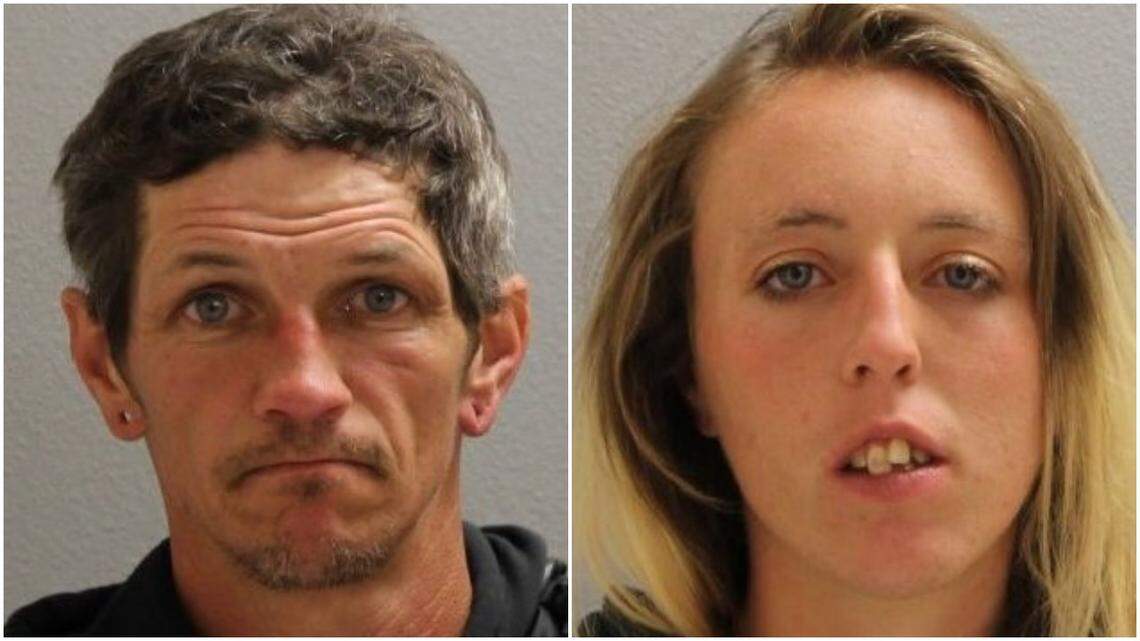 Martin Horton, 42, at left, and Marena Livesay, 23, at right — both of the Redmond area — were arrested in a Central Oregon Dutch Bros coffee shop theft and forgery scheme this week, according to police.