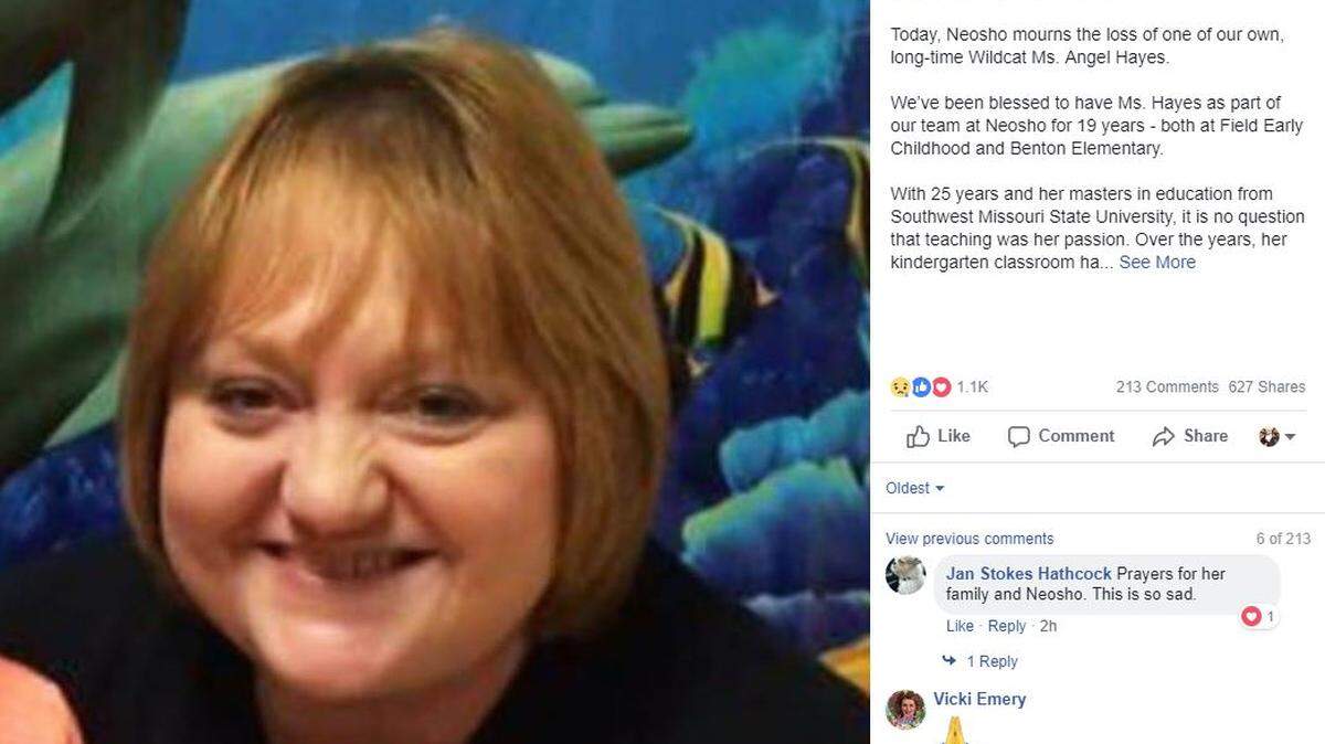 Kindergarten teacher Angel Hayes, 48, died after being struck by an SUV in her school’s crosswalk.
