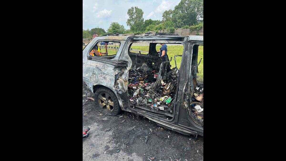 A van carrying 2,000 vapes burst into flames on a Connecticut highway, officials said.