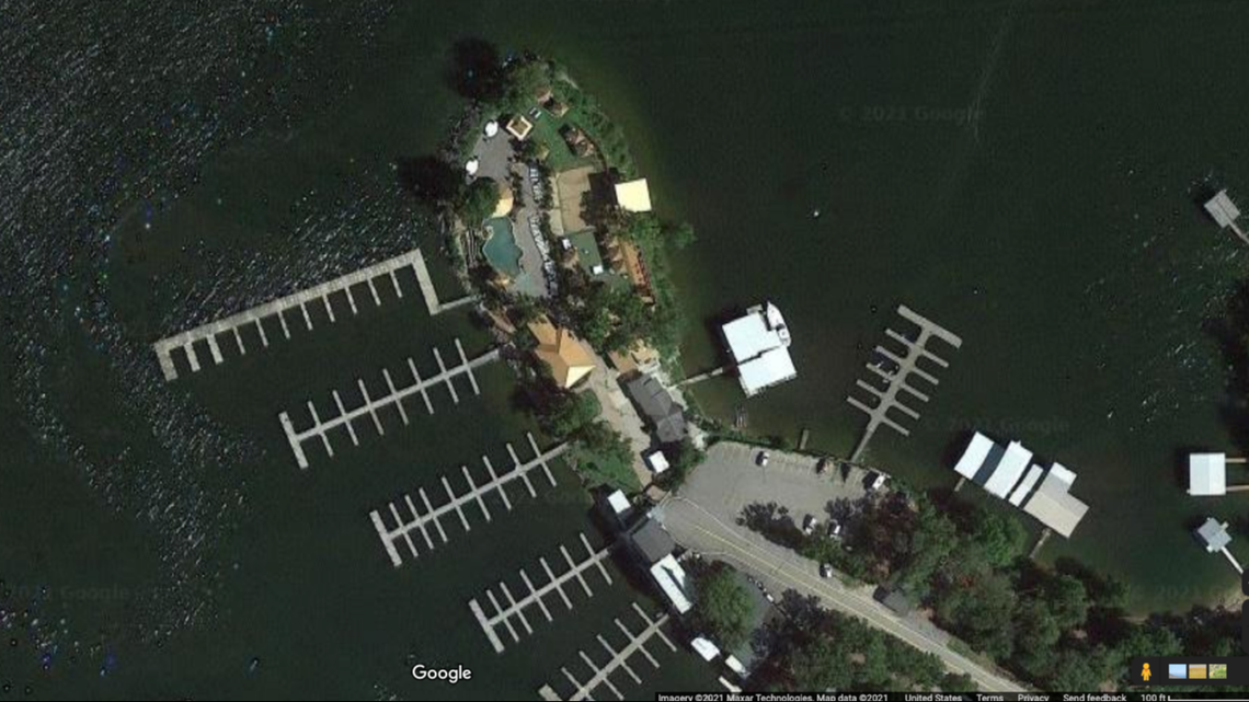 Elwood, Kansas, resident Cornelious Anderson drowned in Lake of the Ozarks after security at Shady Gators Bar and Grill saw him enter tbe water, Missouri police say. Screengrab from Google.