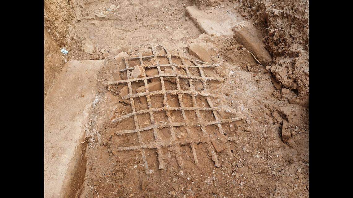 The iron bars would have covered a window in the bath house, according to archaeologists.