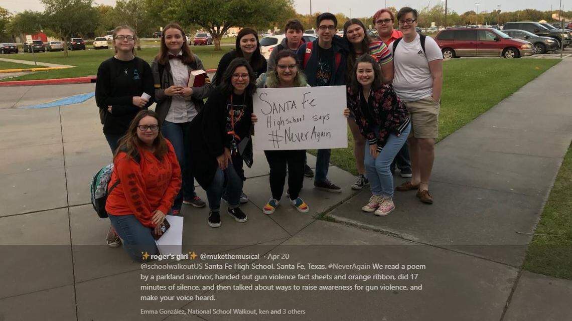 Students from  Santa Fe High School walked out of school along with students from across the U.S. on April 20 to bring awareness to the issue of school safety.