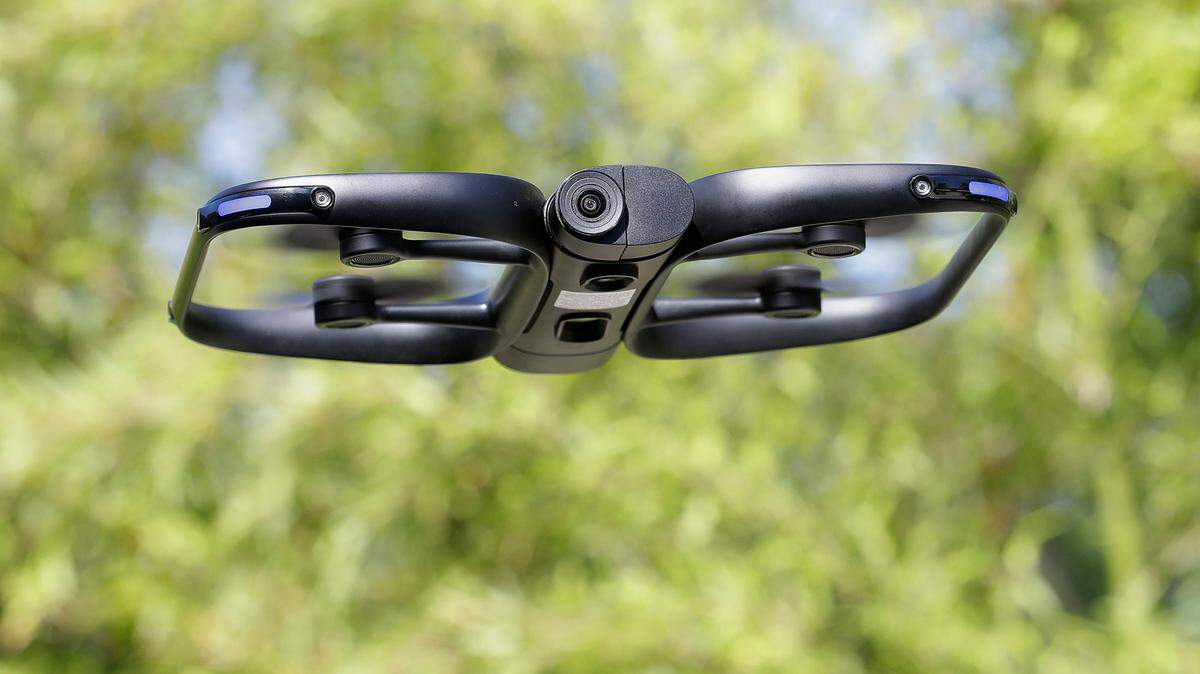 This June 22, 2018, photo shows a Skydio R1 drone in Redwood City, Calif. Skateboarders, surfers and YouTube stars used to be the target customers for California drone startup Skydio, which builds sophisticated self-flying machines that can follow people around and capture their best moves on video. Now it’s police officers and soldiers getting equipped with the pricey drones. U.S. political and security concerns about the world’s dominant consumer drone-maker, China-based DJI, have opened the door for Skydio and other companies to pitch their drones for government and business customers. (AP Photo/Jeff Chiu)