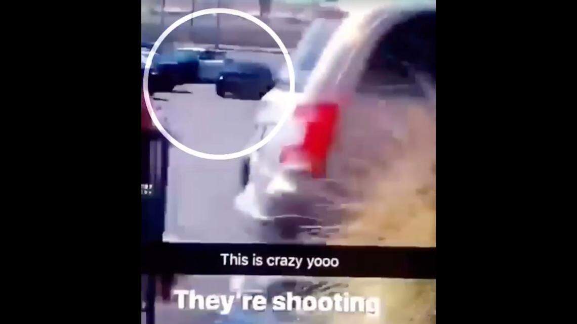 Diante Butchie Yarber, 26, was shot and killed by police in a Barstow, California, Walmart parking lot after police said he nearly hit him with their car. An attorney for Yarber’s family says he was murdered. This image reportedly showing the shooting was posted to Facebook.