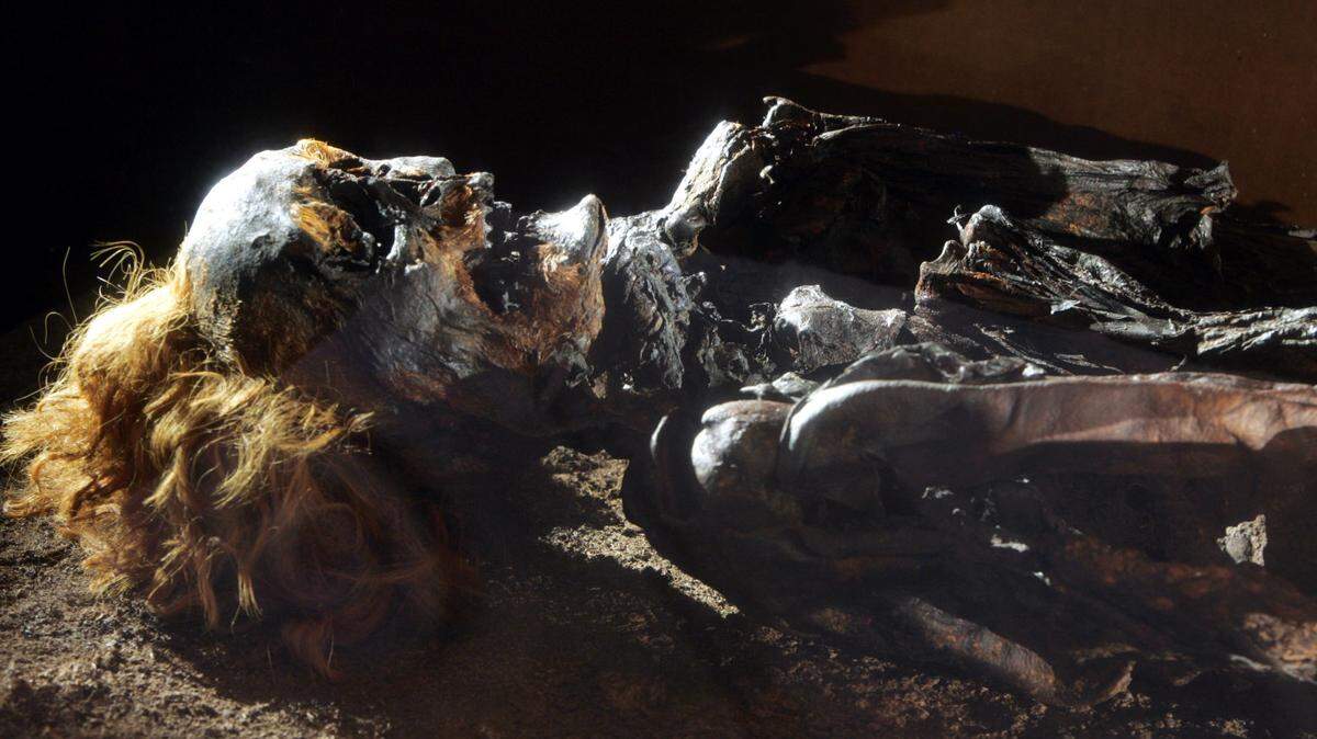 A display in Germany in 2005 shows a bog mummy named “Red Franz.” Researchers have now conducted the first large-scale study of Europe’s bog mummies.