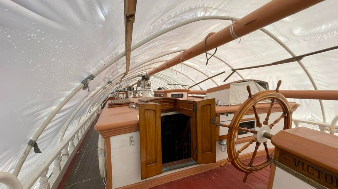 The helm pictured in 2023