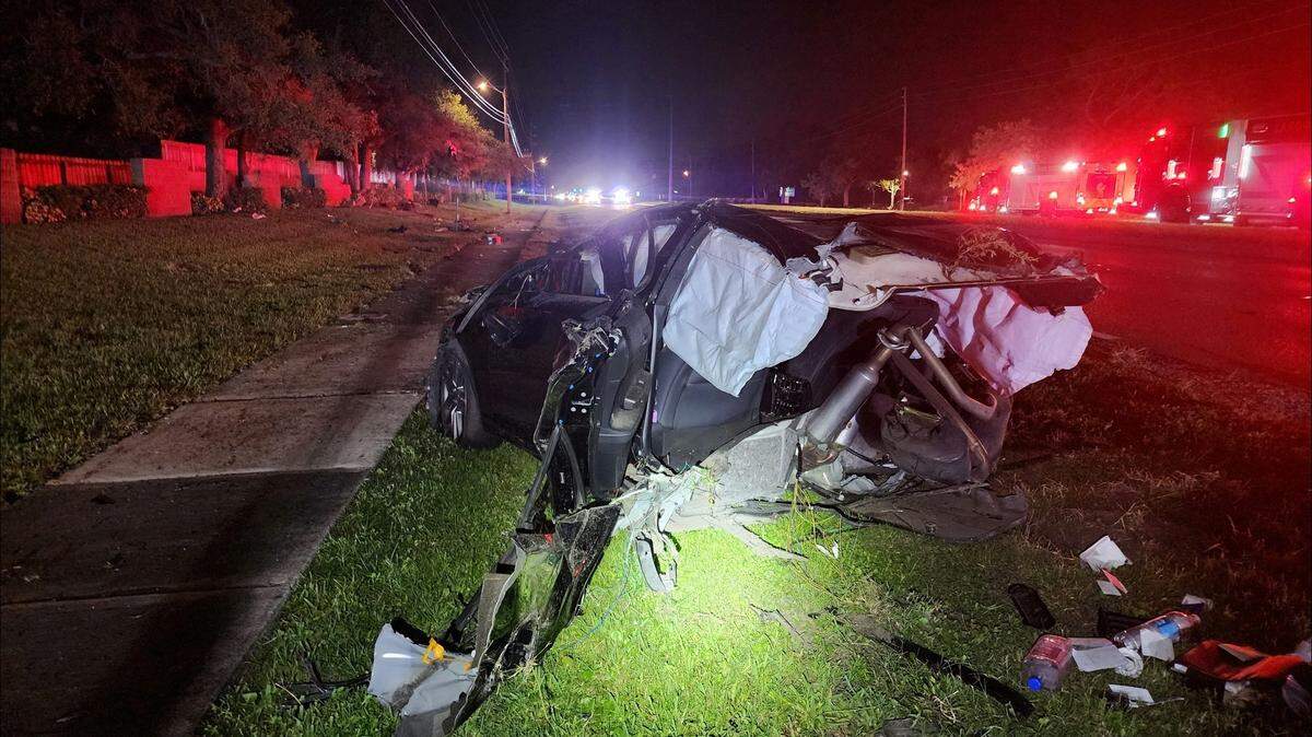 A car tore in half, and the rear end landed in someone’s backyard during a high-speed fatal crash, Florida police said.