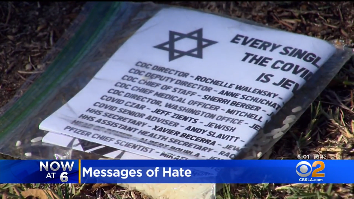 Antisemitic flyers were found in the front yards of some Beverly Hills homes on the first day of Hanukkah, police said.