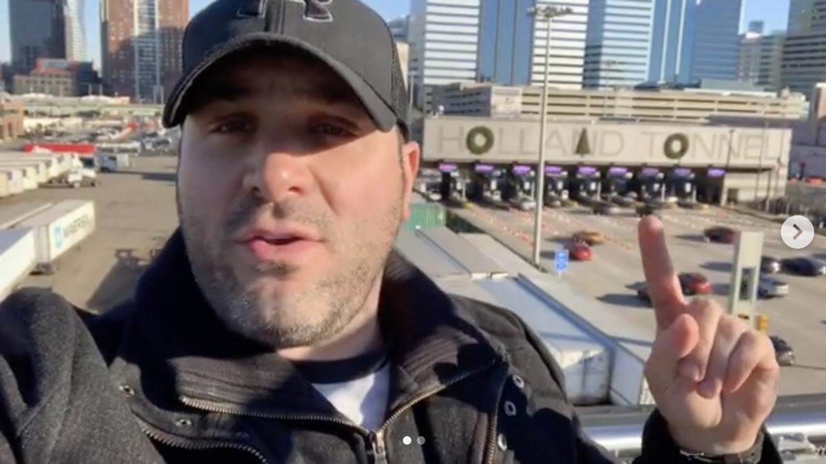 Cory Windelspecht, the 38-year-old Tribeca man pictured here, started a change.org petition asking the Port Authority to move its Christmas tree decoration on the Holland Tunnel, which connects New York CIty and New Jersey.