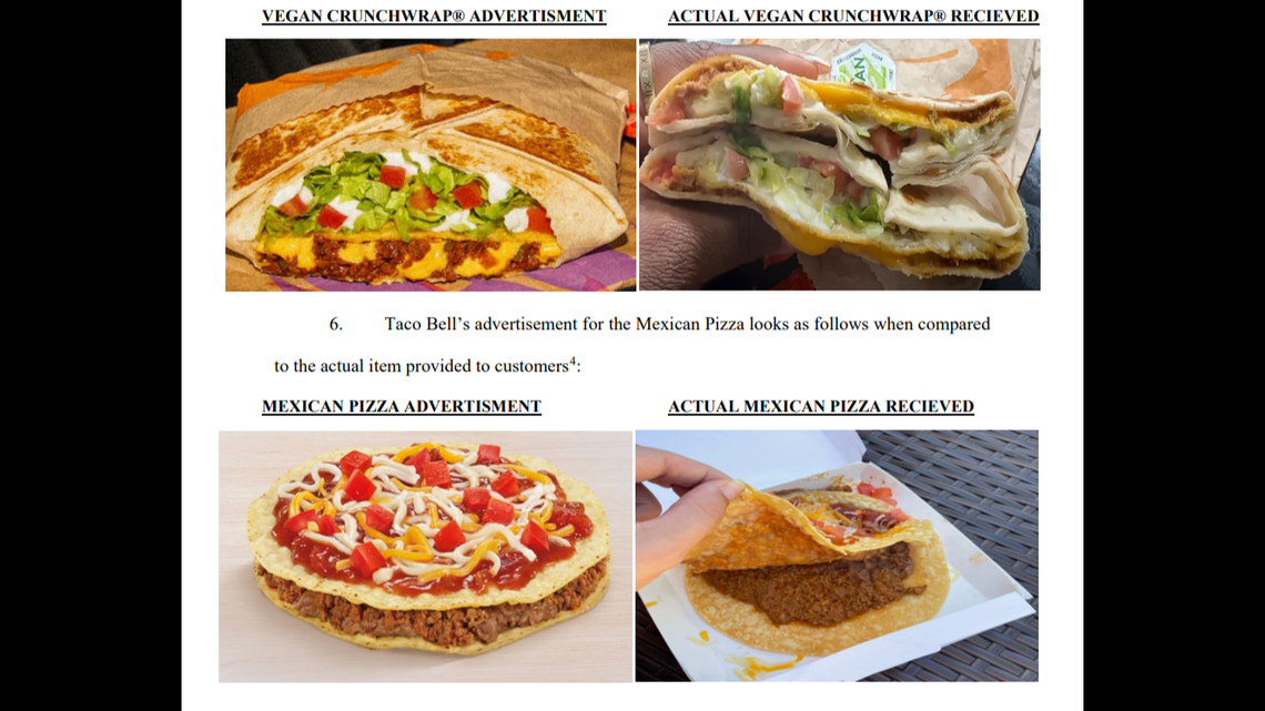 The lawsuit included side-by-side comparisons of the menu items in question as they are advertised versus how customers allegedly received them.