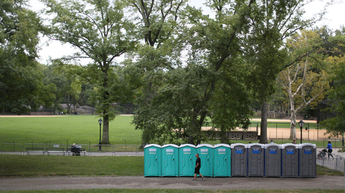 Port-a-potties are in place in New York’s Central Park in preparation for Pope Francis’ visit in 2015.