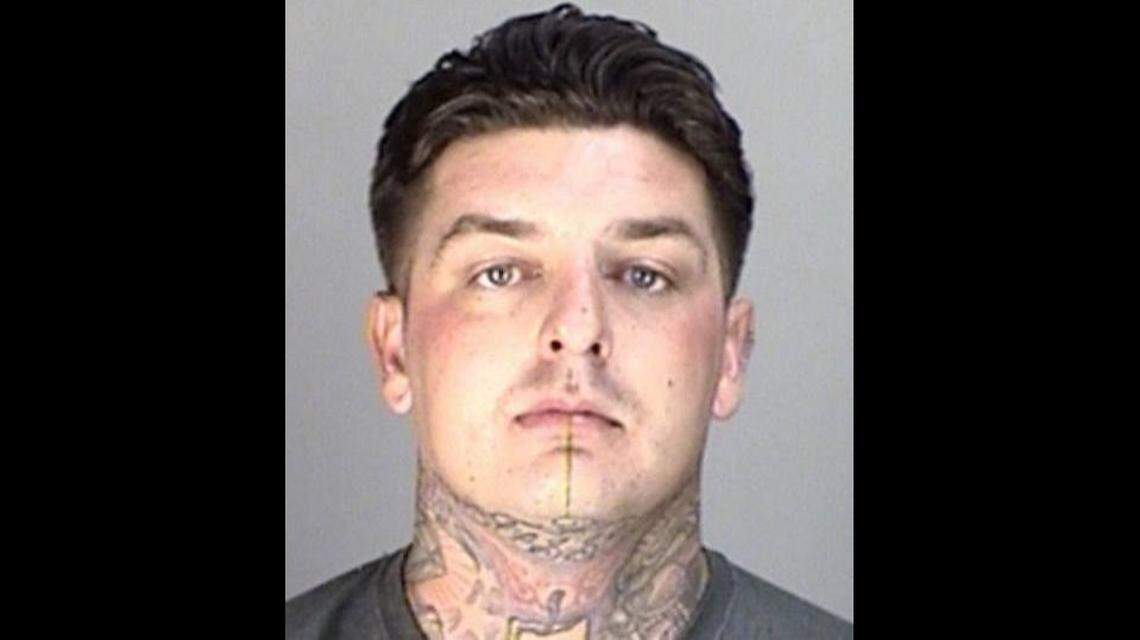 Napa, California, police are looking for a James Faulkenberry, pictured here, who is suspected in an attack on a woman outside of a bar. The woman is recovering. Another suspect already surrendered.