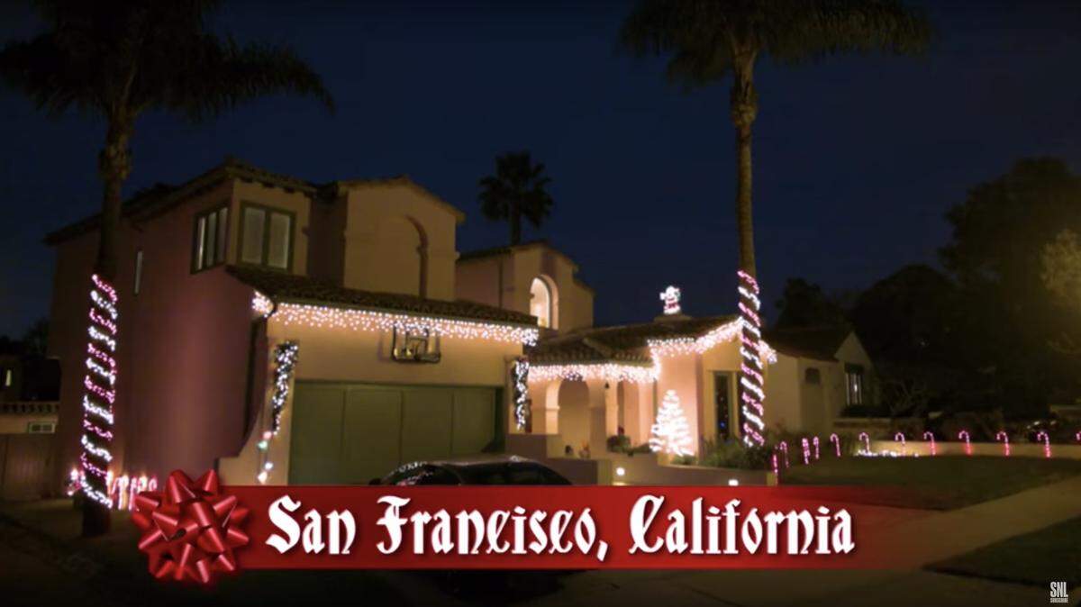 A Saturday Night Live cold open sketch about holiday dinner table conversation across the U.S. raised eyebrows by showing a San Francisco home that would be hard to find in the dense city of Victorians and apartments.