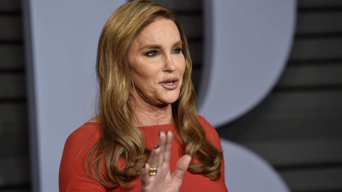 Caitlyn Jenner arrives at the Vanity Fair Oscar Party in March 2018.