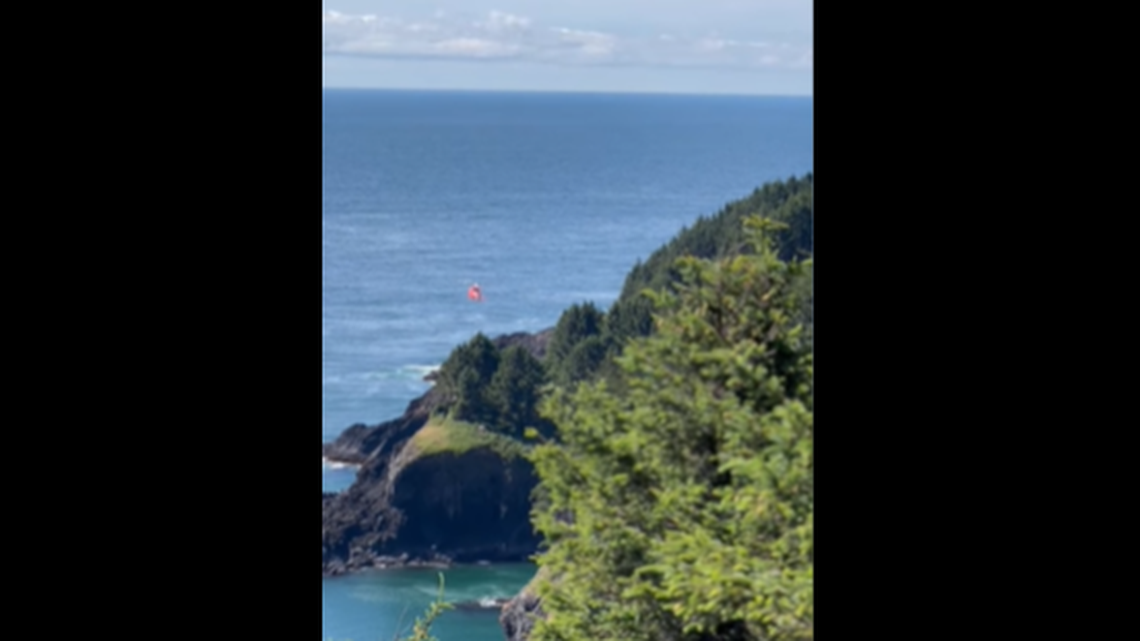 A fisherman was rescued after falling 40 feet from an Oregon cliff.