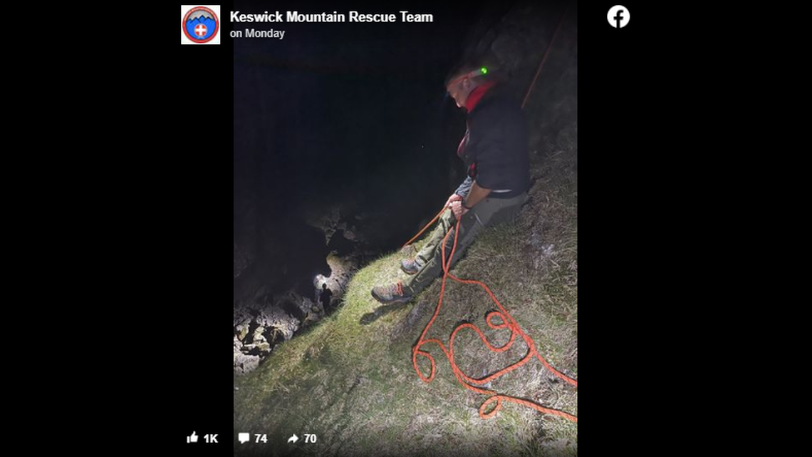 The man and his new fiance found themselves at the bottom of a ravine after he popped the question, the rescue team said.