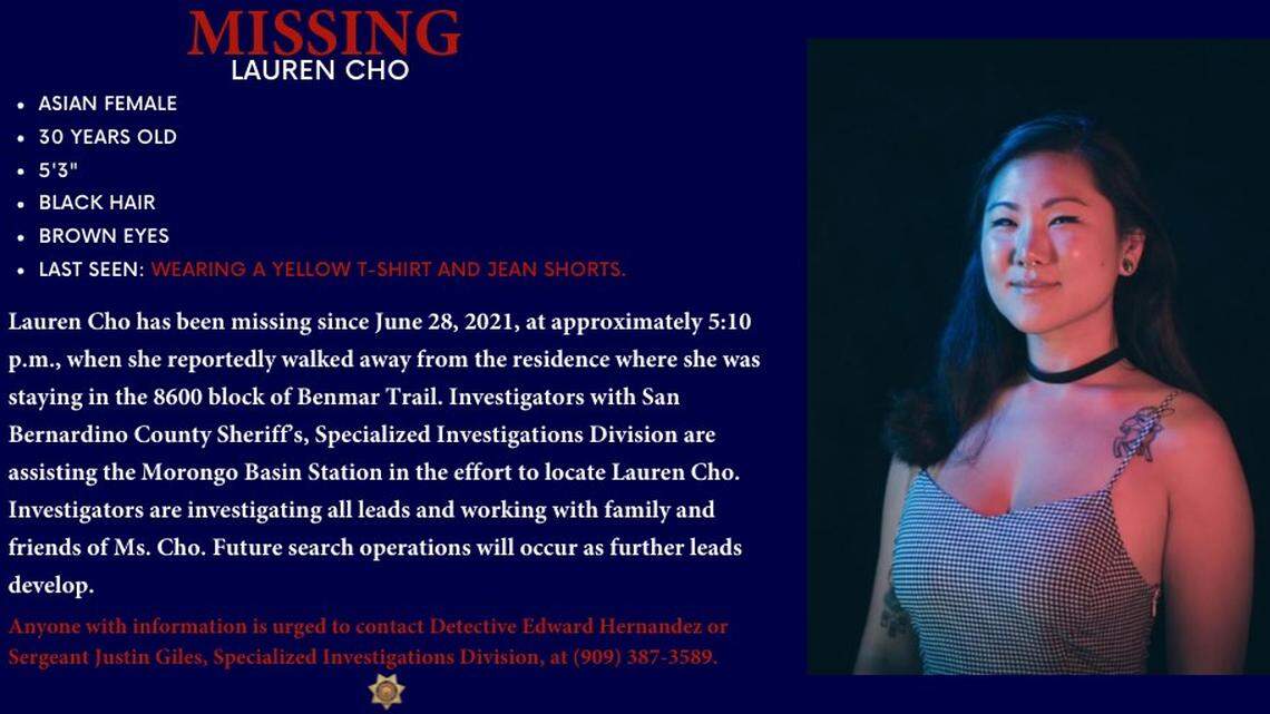 Lauren Cho went missing near Joshua Tree National Park in June, California cops said.