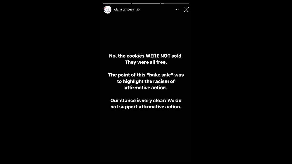 The group said the cookies were not actually for sale but instead the prices were meant to show “the racism of affirmative action.”