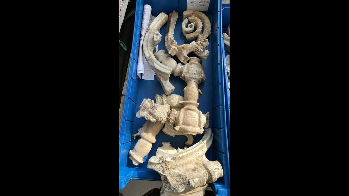 Fragments from at least three intricately decorated marble menorahs were discovered, experts said.