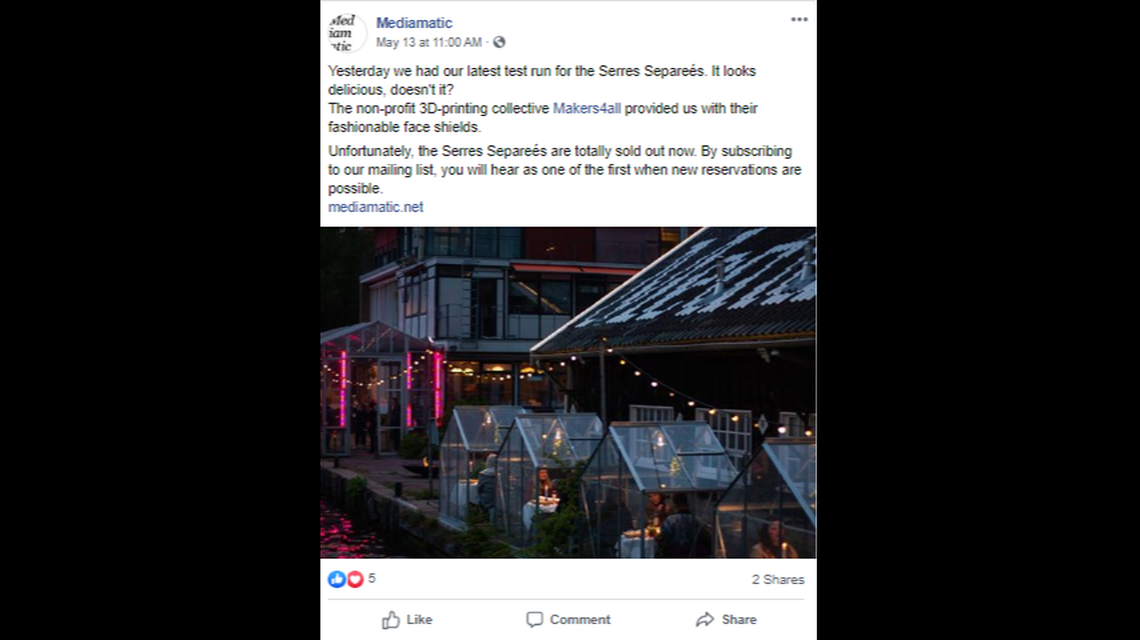 A restaurant in Amsterdam is using mini greenhouses to promot social distancing.