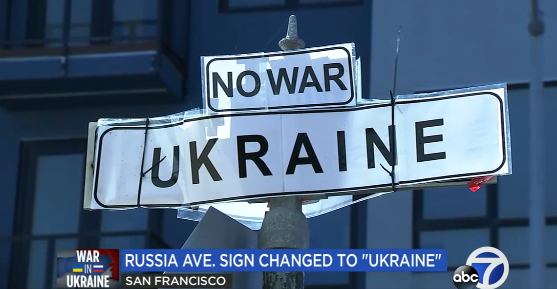 A street in a California city was unofficially renamed to show support for Ukraine amid Russian attacks on the country.