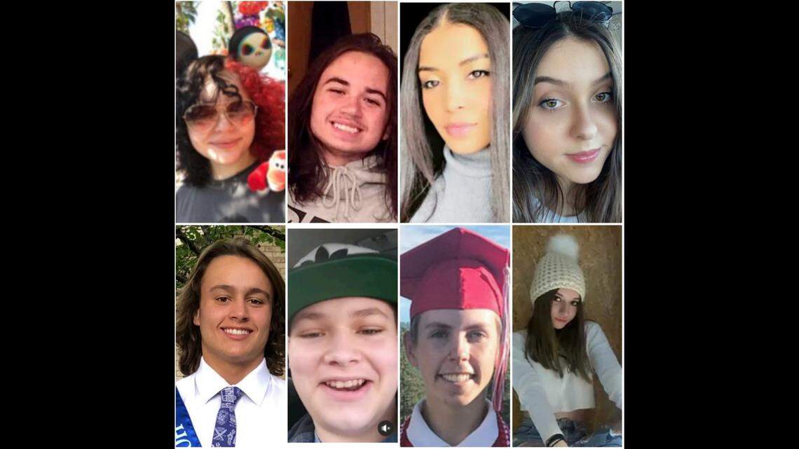 The families of 8 teens and young adults who died after taking fentanyl-laced pills purchased through Snapchat are suing the platform. The people who died are pictured above (left to right, top to bottom) Ava Sorenson, 17; Michael Stabile, 15; Ciara Gilliam, 22; Emily Taylor, 17; Max Osterman, 18; Manuel “Manny” Navarro, 17; Cody Mehlos, 21; and Finale Jaeger, 18.