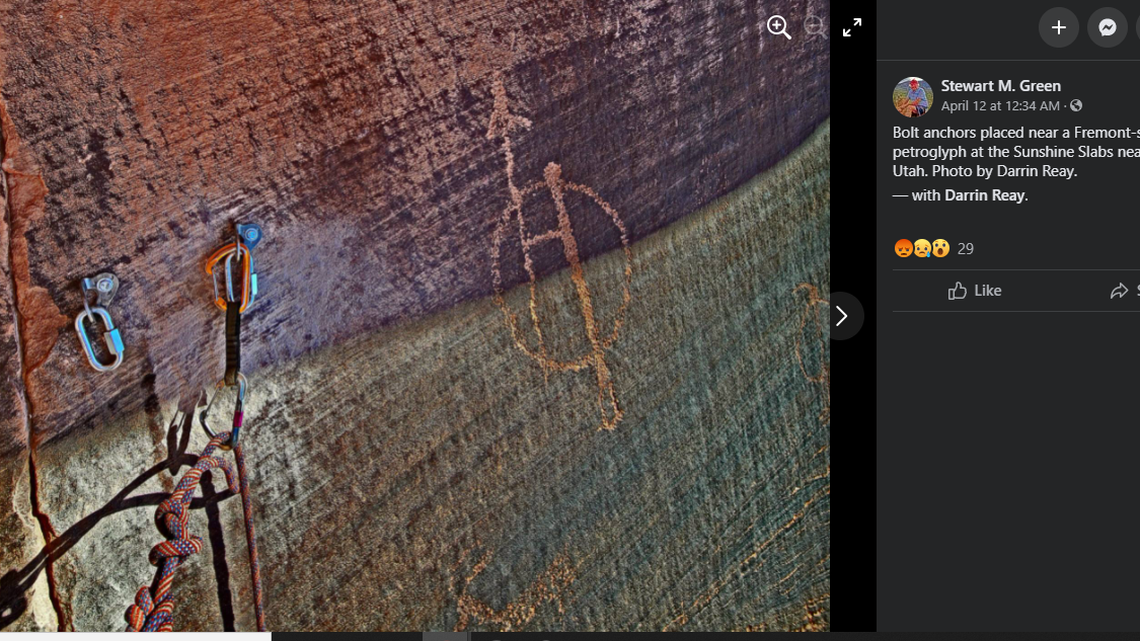 Climbing bolts damaged 1,000-year-old petroglyphs in Moab, Utah, near Arches and Canyonlands national parks.