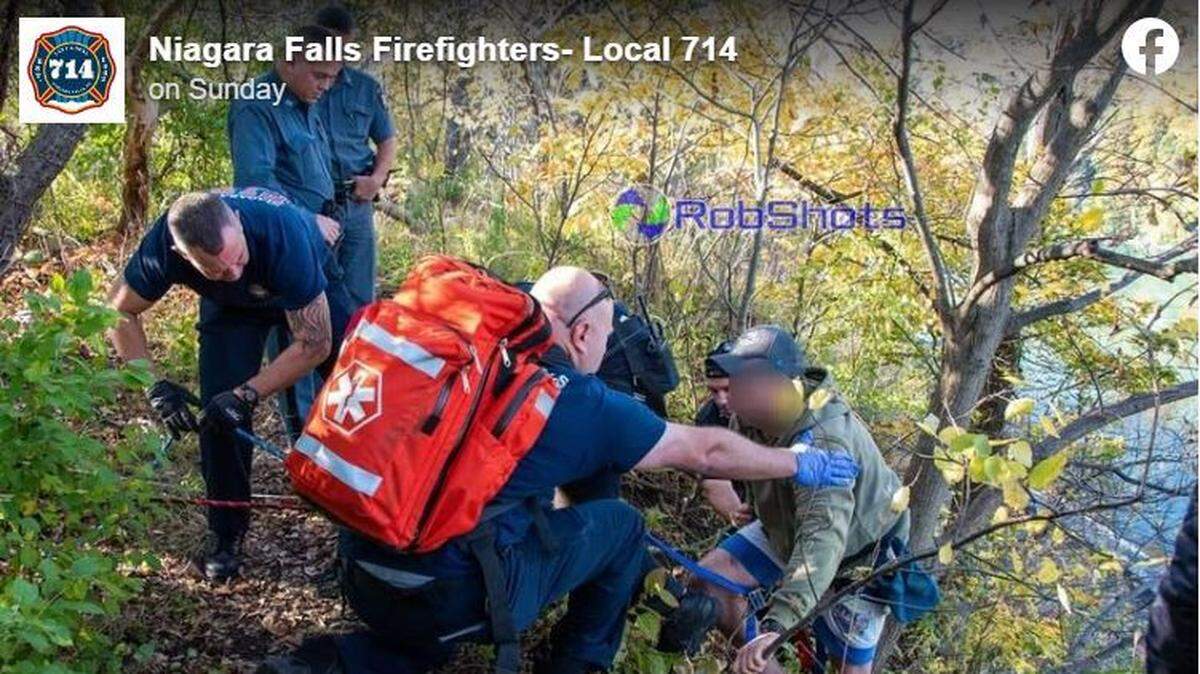 Firefighters rescued a man and a dog from a gorge near Niagara Falls on Sunday, Oct. 23, according to officials.