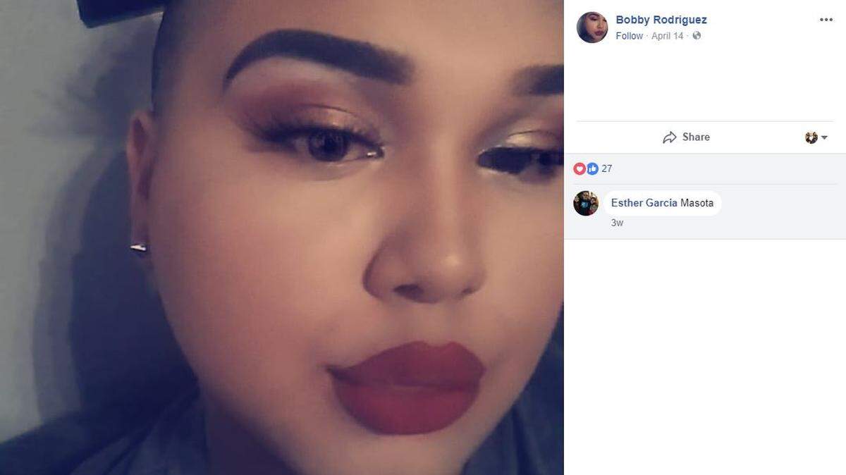 Profile pic on Bobby Rodriguez's Facebook page. Rodriguez', 21, is from Kingsville, Texas.