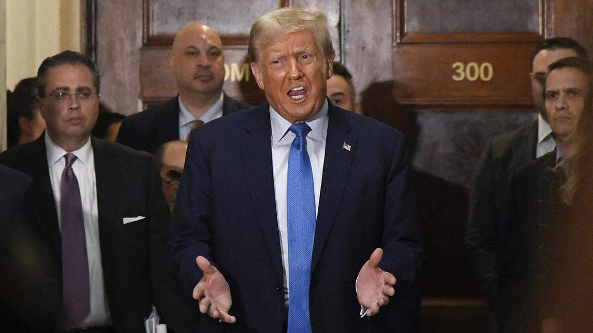 File Art: Nov 6, 2023; New York, NY, USA; Former President Donald Trump speaks after testifying at his civil business fraud trial at New York Supreme Court on Monday, Nov. 6, 2023 in New York City, NY. 11/6/2023 Mandatory Credit: Jennifer Altman-USA TODAY