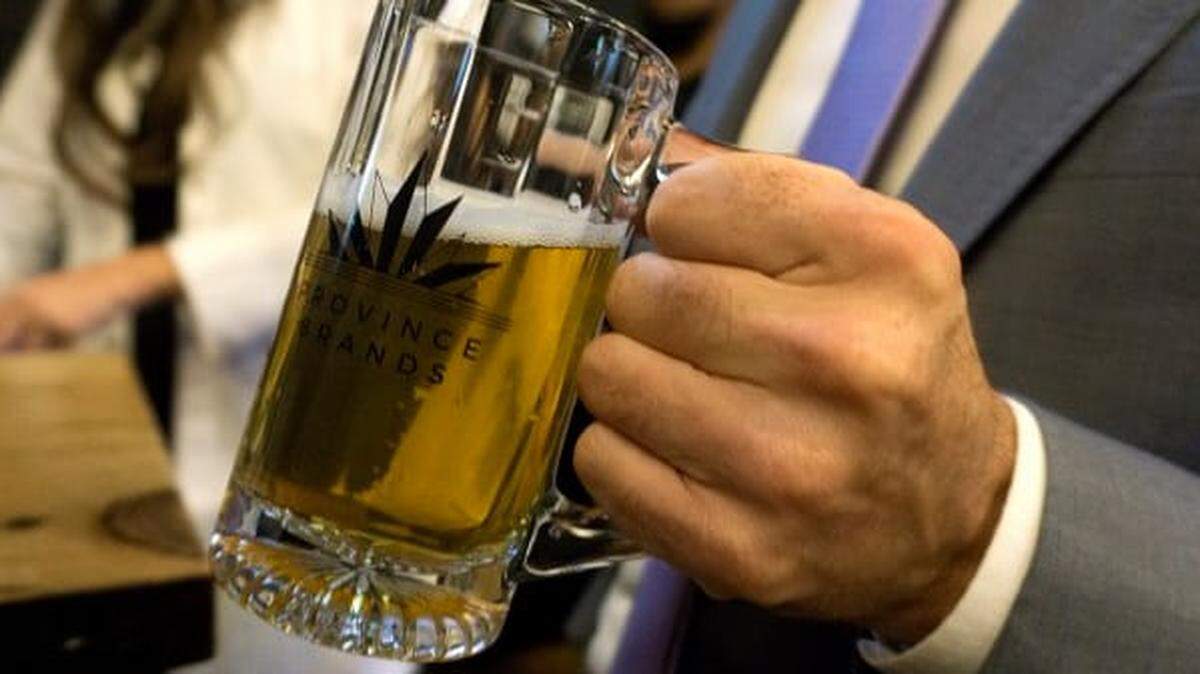 A tall glass of the as-yet unnamed marijuana beer.