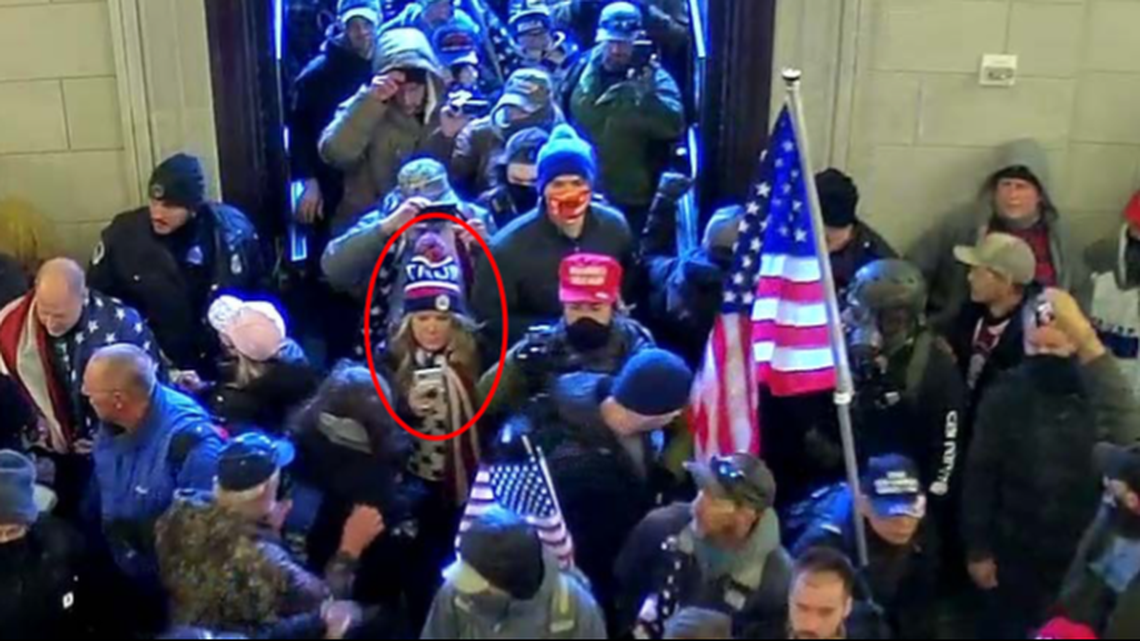 Jenna Ryan, a Texas real estate broker who took a private plane to Washington, D.C., was charged in the pro-Trump Capitol riot, authorities say. Screengrab from FBI.