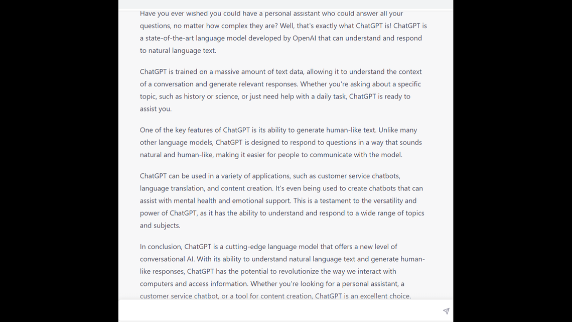 McClatchy News asked ChatGPT to write an article about itself and received this response.