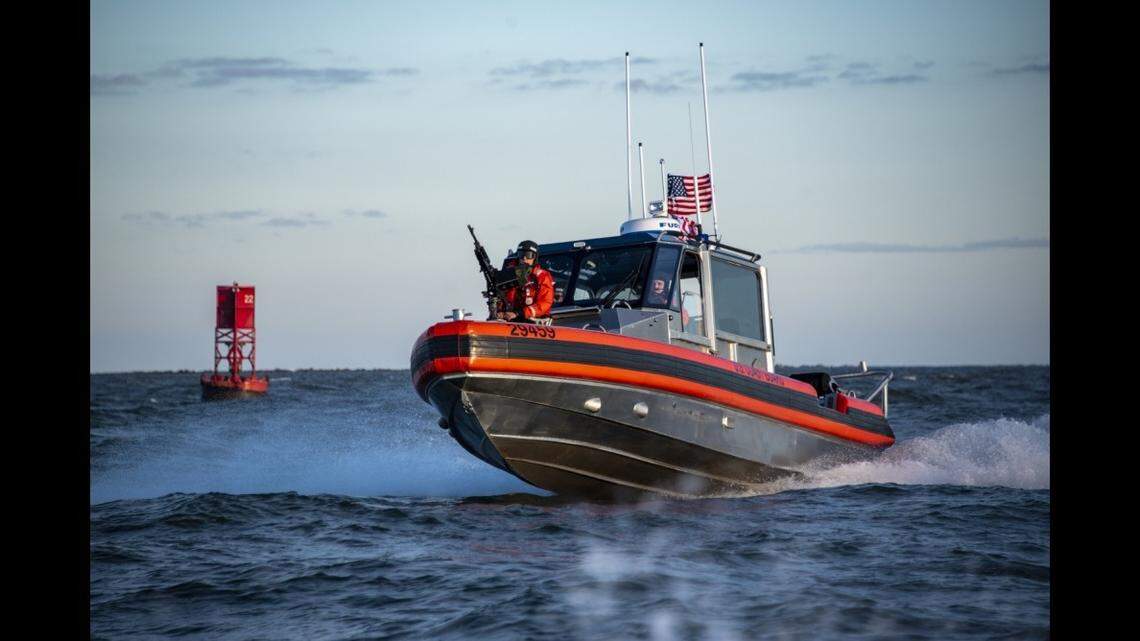 A Coast Guard boatcrew near Portland was struck with a laser while at sea, which has the potential to seriously harm those on board.