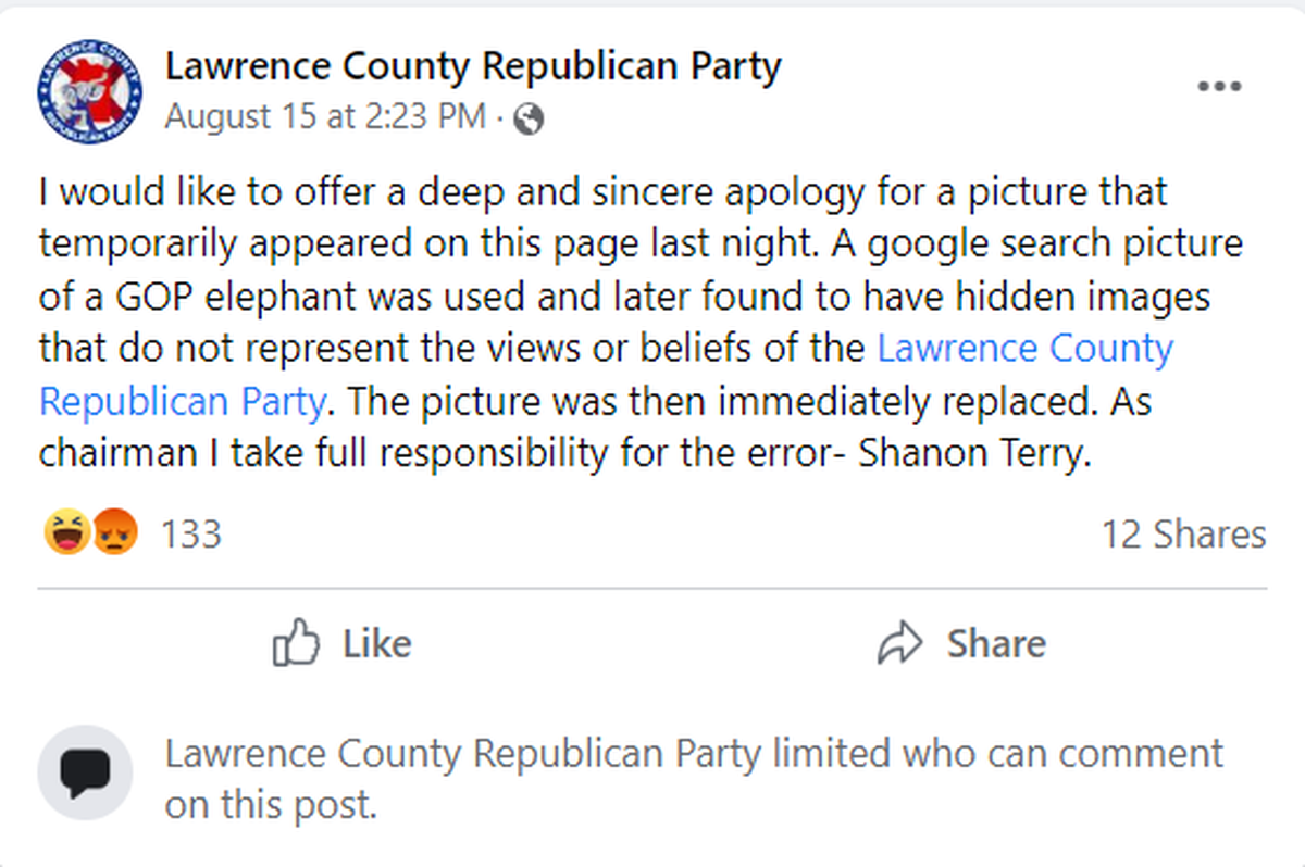 An Alabama county Republican Party chair apologized on Facebook for posting a picture with KKK imagery on the group’s Facebook page.