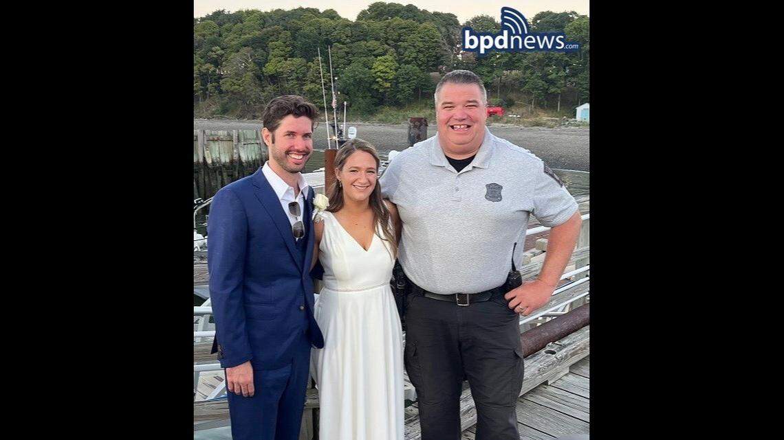 Officers helped a groom make it to his wedding on time after he was stranded on a broken ferry.
