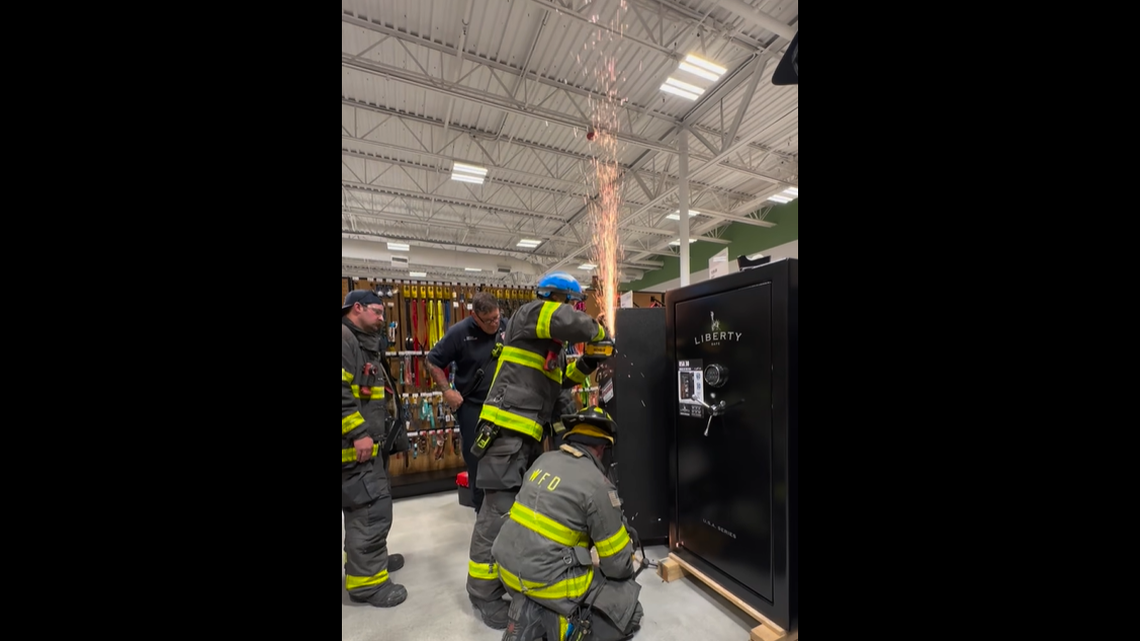 Firefighters rescued a girl after her sister accidentally locked her in a gun safe, according to a North Carolina fire department.