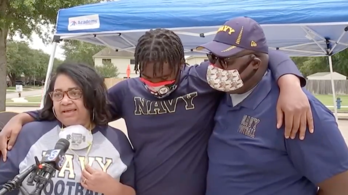 A suspect was arrested in the shooting death of Michelle Cummings, a Houston, Texas mom taking her son to the Naval Academy in Annapolis, Maryland, police say. Screengrab from KTRK.