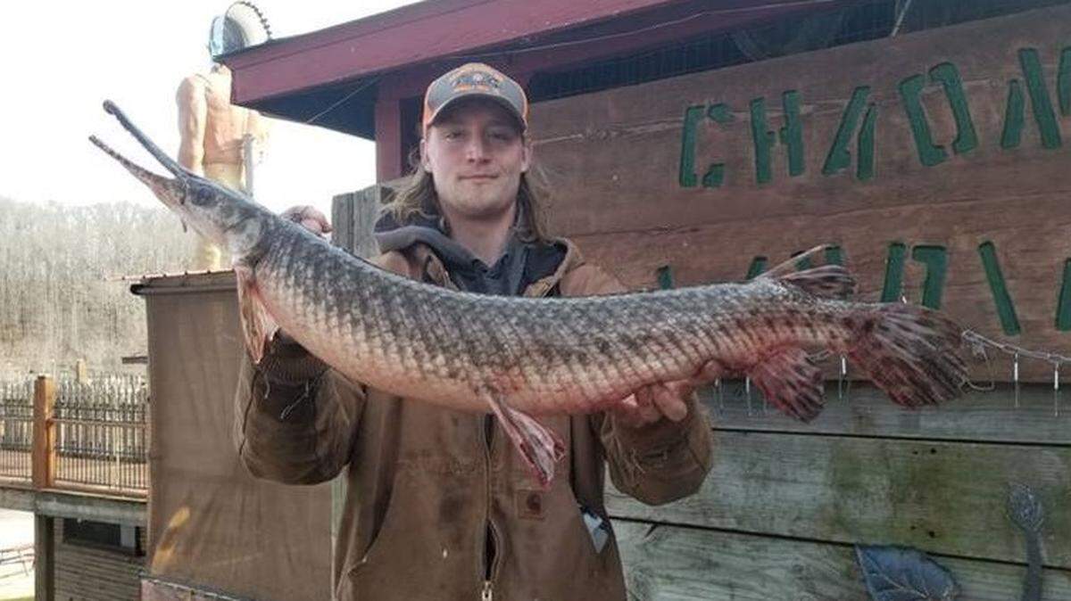 Williamsville, Missouri, angler Devlin Rich set a world record with a spotted gar weighing 10 pounds, 9 ounces, officials say. Photo from Missouri Department of Conservation.